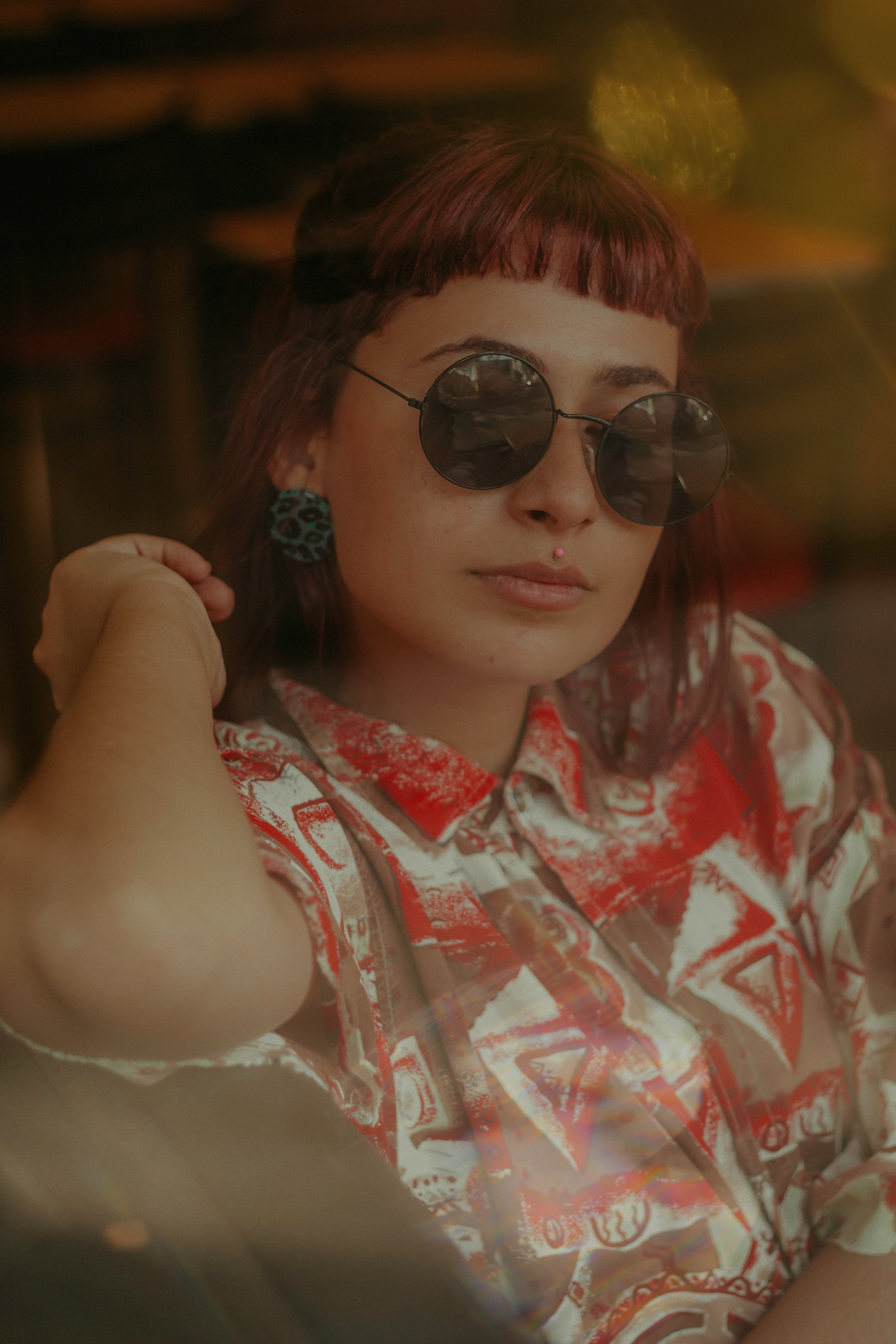 woman wearing black sunglasses